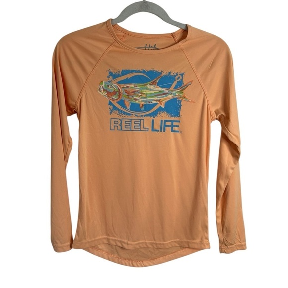 ♥️Reel Life Women's Orange Sunray Defender Series Long Sleeve Shirt Size Small - Picture 1 of 9